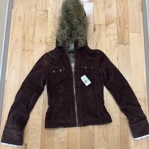 BB Dakota Brown Jacket with Faux Fur Hood